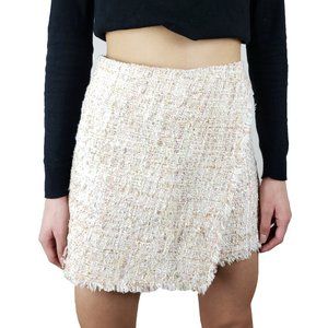 Beige Mini Skirt with Small Paillete Beads